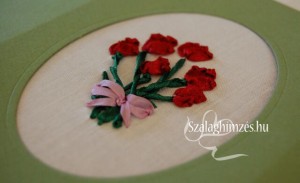 Szalagtulipánokból hímzett képeslap